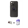 MARSİLYAN™- iPhone 13 Pro Max Kılıf Eksen Klasik Prime - Siyah Bilvis 5in1 3D Magic Cam Ekran Koruyucu + Rainbow Kamera Lens Koruma Cam - KI