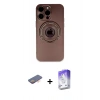 MARSİLYAN™- iPhone 13 Pro Max Kılıf Eksen Klasik Prime - Siyah Bilvis 5in1 3D Magic Cam Ekran Koruyucu + Renkli Kamera Lens Koruma Cam - TU