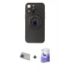 MARSİLYAN™- iPhone 13 Pro Max Kılıf Eksen Klasik Prime - Siyah Bilvis 5in1 5D Magic Hayalet Cam Ekran Koruyucu + Rainbow Kamera Lens Koruma Cam - MI