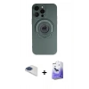 MARSİLYAN™- iPhone 13 Pro Max Kılıf Eksen Klasik Prime - Siyah Bilvis 5in1 5D Magic Hayalet Cam Ekran Koruyucu + Pers Alüminyum Kamera Lens - LT