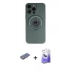 MARSİLYAN™- iPhone 13 Pro Max Kılıf Eksen Klasik Prime - Siyah Bilvis 5in1 5D Magic Hayalet Cam Ekran Koruyucu + Renkli Kamera Lens Koruma Cam - PE