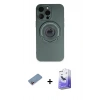 MARSİLYAN™- iPhone 13 Pro Max Kılıf Eksen Klasik Prime - Siyah Bilvis 5in1 5D Magic Hayalet Cam Ekran Koruyucu + Shine Kamera Lens Koruma Cam - PE