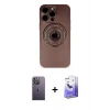 MARSİLYAN™- iPhone 13 Pro Max Kılıf Eksen Klasik Prime - Siyah Bilvis 5in1 5D Magic Hayalet Cam Ekran Koruyucu + Neon Fosforlu Kamera Lens - BZ