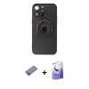 MARSİLYAN™- iPhone 13 Pro Max Kılıf Eksen Klasik Prime - Siyah Bilvis 5in1 5D Magic Hayalet Cam Ekran Koruyucu + Shine Kamera Lens Koruma Cam - PE