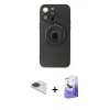 MARSİLYAN™- iPhone 13 Pro Max Kılıf Eksen Klasik Prime - Siyah Bilvis 5in1 5D Magic Hayalet Cam Ekran Koruyucu + Pers Alüminyum Kamera Lens - LT