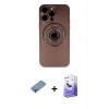 MARSİLYAN™- iPhone 13 Pro Max Kılıf Eksen Klasik Prime - Siyah Bilvis 5in1 5D Magic Hayalet Cam Ekran Koruyucu + Gökkuşağı Shine Kamera Lens Koruma Cam