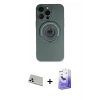 MARSİLYAN™- iPhone 13 Pro Max Kılıf Eksen Klasik Prime - Siyah Bilvis 5in1 5D Magic Hayalet Cam Ekran Koruyucu + Rainbow Kamera Lens Koruma Cam - BZ