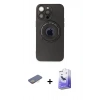 MARSİLYAN™- iPhone 13 Pro Max Kılıf Eksen Klasik Prime - Siyah Bilvis 5in1 5D Magic Hayalet Cam Ekran Koruyucu + Renkli Kamera Lens Koruma Cam - SI