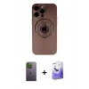 MARSİLYAN™- iPhone 13 Pro Max Kılıf Eksen Klasik Prime - Siyah Bilvis 5in1 5D Magic Hayalet Cam Ekran Koruyucu + Yeşil Neon Fosforlu Kamera Lens