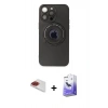 MARSİLYAN™- iPhone 13 Pro Max Kılıf Eksen Klasik Prime - Siyah Bilvis 5in1 5D Magic Hayalet Cam Ekran Koruyucu + Kırmızı Pers Alüminyum Kamera Lens