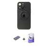 MARSİLYAN™- iPhone 13 Pro Max Kılıf Eksen Klasik Prime - Siyah Bilvis 5in1 5D Magic Hayalet Cam Ekran Koruyucu + Renkli Kamera Lens Koruma Cam - PE