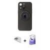 MARSİLYAN™- iPhone 13 Pro Max Kılıf Eksen Klasik Prime - Siyah Bilvis 5in1 5D Magic Hayalet Cam Ekran Koruyucu + Pers Alüminyum Kamera Lens - SABE