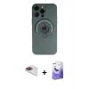 MARSİLYAN™- iPhone 13 Pro Max Kılıf Eksen Klasik Prime - Siyah Bilvis 5in1 5D Magic Hayalet Cam Ekran Koruyucu + Pers Alüminyum Kamera Lens - GI