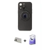 MARSİLYAN™- iPhone 13 Pro Max Kılıf Eksen Klasik Prime - Siyah Bilvis 5in1 5D Magic Hayalet Cam Ekran Koruyucu + Rainbow Kamera Lens Koruma Cam - BZ