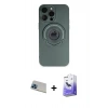 MARSİLYAN™- iPhone 13 Pro Max Kılıf Eksen Klasik Prime - Siyah Bilvis 5in1 5D Magic Hayalet Cam Ekran Koruyucu + Rainbow Kamera Lens Koruma Cam - MI
