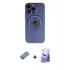 MARSİLYAN™- iPhone 13 Pro Max Kılıf Eksen Klasik Prime - Siyah Bilvis 5in1 5D Magic Hayalet Cam Ekran Koruyucu + Gökkuşağı Shine Kamera Lens Koruma Cam