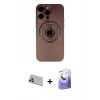 MARSİLYAN™- iPhone 13 Pro Max Kılıf Eksen Klasik Prime - Siyah Bilvis 5in1 5D Magic Hayalet Cam Ekran Koruyucu + Rainbow Kamera Lens Koruma Cam - REGD