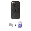 MARSİLYAN™- iPhone 13 Pro Max Kılıf Eksen Klasik Prime - Siyah Bilvis 5in1 5D Magic Hayalet Cam Ekran Koruyucu + Rainbow Kamera Lens Koruma Cam - REGD