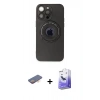 MARSİLYAN™- iPhone 13 Pro Max Kılıf Eksen Klasik Prime - Siyah Bilvis 5in1 5D Magic Hayalet Cam Ekran Koruyucu + Renkli Kamera Lens Koruma Cam - TU