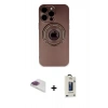 MARSİLYAN™- iPhone 13 Pro Max Kılıf Eksen Klasik Prime - Siyah Bilvis Hayalet Cam Ekran Koruyucu + Pers Alüminyum Kamera Lens - GI