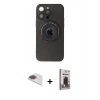 MARSİLYAN™- iPhone 13 Pro Max Kılıf Eksen Klasik Prime - Siyah Bilvis Hayalet Cam Ekran Koruyucu + Pers Alüminyum Kamera Lens - GI