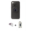 MARSİLYAN™- iPhone 13 Pro Max Kılıf Eksen Klasik Prime - Siyah Bilvis Hayalet Cam Ekran Koruyucu + Pers Alüminyum Kamera Lens - GI