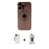 MARSİLYAN™- iPhone 13 Pro Max Kılıf Eksen Klasik Prime - Siyah Bilvis Hayalet Cam Ekran Koruyucu + Gold Shine Kamera Lens