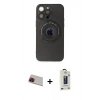 MARSİLYAN™- iPhone 13 Pro Max Kılıf Eksen Klasik Prime - Siyah Bilvis Hayalet Cam Ekran Koruyucu + Kırmızı Rainbow Kamera Lens Koruma Cam