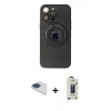 MARSİLYAN™- iPhone 13 Pro Max Kılıf Eksen Klasik Prime - Siyah Bilvis Hayalet Cam Ekran Koruyucu + Pers Alüminyum Kamera Lens - LT