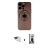 MARSİLYAN™- iPhone 13 Pro Max Kılıf Eksen Klasik Prime - Siyah Bilvis Hayalet Cam Ekran Koruyucu + Pers Alüminyum Kamera Lens - LT