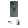 MARSİLYAN™- iPhone 13 Pro Max Kılıf Eksen Klasik Prime - Siyah Bilvis Hayalet Cam Ekran Koruyucu + Pers Alüminyum Kamera Lens - LT