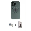MARSİLYAN™- iPhone 13 Pro Max Kılıf Eksen Klasik Prime - Siyah Bilvis Hayalet Cam Ekran Koruyucu + Rainbow Kamera Lens Koruma Cam - MI