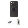 MARSİLYAN™- iPhone 13 Pro Max Kılıf Eksen Klasik Prime - Siyah Bilvis Hayalet Cam Ekran Koruyucu + Renkli Kamera Lens Koruma Cam - MI