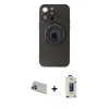 MARSİLYAN™- iPhone 13 Pro Max Kılıf Eksen Klasik Prime - Siyah Bilvis Hayalet Cam Ekran Koruyucu + Rainbow Kamera Lens Koruma Cam - MR