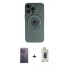 MARSİLYAN™- iPhone 13 Pro Max Kılıf Eksen Klasik Prime - Siyah Bilvis Hayalet Cam Ekran Koruyucu + Neon Fosforlu Kamera Lens - BZ