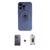 MARSİLYAN™- iPhone 13 Pro Max Kılıf Eksen Klasik Prime - Siyah Bilvis Hayalet Cam Ekran Koruyucu + Neon Fosforlu Kamera Lens - BZ