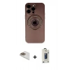 MARSİLYAN™- iPhone 13 Pro Max Kılıf Eksen Klasik Prime - Siyah Bilvis Hayalet Cam Ekran Koruyucu + Pers Alüminyum Kamera Lens - GD