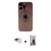 MARSİLYAN™- iPhone 13 Pro Max Kılıf Eksen Klasik Prime - Siyah Bilvis Hayalet Cam Ekran Koruyucu + Pers Alüminyum Kamera Lens - KI