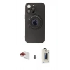 MARSİLYAN™- iPhone 13 Pro Max Kılıf Eksen Klasik Prime - Siyah Bilvis Hayalet Cam Ekran Koruyucu + Pers Alüminyum Kamera Lens - KI