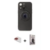 MARSİLYAN™- iPhone 13 Pro Max Kılıf Eksen Klasik Prime - Siyah Bilvis Hayalet Cam Ekran Koruyucu + Pers Alüminyum Kamera Lens - KI