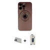 MARSİLYAN™- iPhone 13 Pro Max Kılıf Eksen Klasik Prime - Siyah Bilvis Hayalet Cam Ekran Koruyucu + Rainbow Kamera Lens Koruma Cam - MR