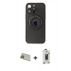 MARSİLYAN™- iPhone 13 Pro Max Kılıf Eksen Klasik Prime - Siyah Bilvis Hayalet Cam Ekran Koruyucu + Rainbow Kamera Lens Koruma Cam - REGD