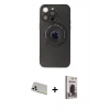 MARSİLYAN™- iPhone 13 Pro Max Kılıf Eksen Klasik Prime - Siyah Bilvis Hayalet Cam Ekran Koruyucu + Rainbow Kamera Lens Koruma Cam - BZ