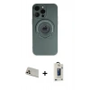 MARSİLYAN™- iPhone 13 Pro Max Kılıf Eksen Klasik Prime - Siyah Bilvis Hayalet Cam Ekran Koruyucu + Rainbow Kamera Lens Koruma Cam - REGD