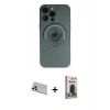 MARSİLYAN™- iPhone 13 Pro Max Kılıf Eksen Klasik Prime - Siyah Bilvis Hayalet Cam Ekran Koruyucu + Rainbow Kamera Lens Koruma Cam - BZ