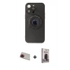MARSİLYAN™- iPhone 13 Pro Max Kılıf Eksen Klasik Prime - Siyah Bilvis Hayalet Cam Ekran Koruyucu + Rainbow Kamera Lens Koruma Cam - KI