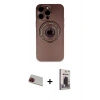 MARSİLYAN™- iPhone 13 Pro Max Kılıf Eksen Klasik Prime - Siyah Bilvis Hayalet Cam Ekran Koruyucu + Rainbow Kamera Lens Koruma Cam - KI