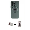 MARSİLYAN™- iPhone 13 Pro Max Kılıf Eksen Klasik Prime - Siyah Bilvis Hayalet Cam Ekran Koruyucu + Rainbow Kamera Lens Koruma Cam - KI