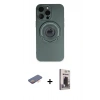 MARSİLYAN™- iPhone 13 Pro Max Kılıf Eksen Klasik Prime - Siyah Bilvis Hayalet Cam Ekran Koruyucu + Renkli Kamera Lens Koruma Cam - TU