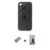 MARSİLYAN™- iPhone 13 Pro Max Kılıf Eksen Klasik Prime - Siyah Bilvis Hayalet Cam Ekran Koruyucu + Shine Kamera Lens Koruma Cam - GI
